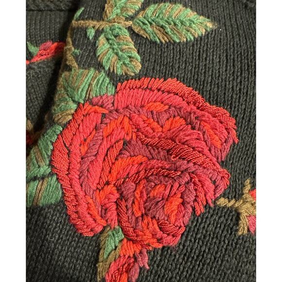 Vintage Jacque and Koko Plus Size 22 24 Floral Embroidered Knit Cardigan Artsy - Picture 8 of 10